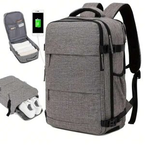 Gray Top Handle Zipper Closure Multifunctional Travel Bag With Multiple Compartments, Large Capacity & Simple Fashion Design Cabin Bag Fathers Day Gifts Summer College Bag Dad School Bag Freshman For Books Back To School Multi-Functional Dorm University Man Bag School Backpack Luggage Backpack Students School Supplies Book Bag School Pencil Case Teacher Halloween Gifts For Men Fall Christmas Scream Bag For Men Backpack Winter Christmas Gifts Grey