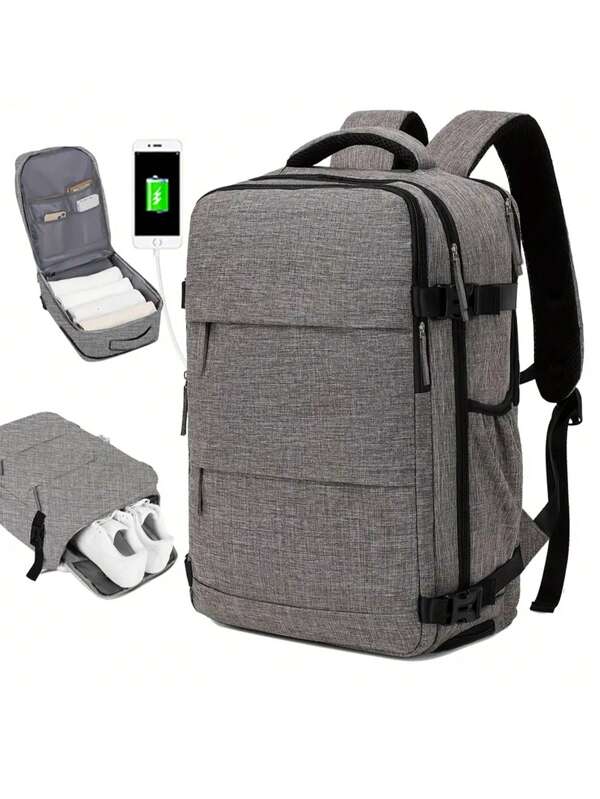 Gray Top Handle Zipper Closure Multifunctional Travel Bag With Multiple Compartments, Large Capacity & Simple Fashion Design Cabin Bag Fathers Day Gifts Summer College Bag Dad School Bag Freshman For Books Back To School Multi-Functional Dorm University Man Bag School Backpack Luggage Backpack Students School Supplies Book Bag School Pencil Case Teacher Halloween Gifts For Men Fall Christmas Scream Bag For Men Backpack Winter Christmas Gifts Grey