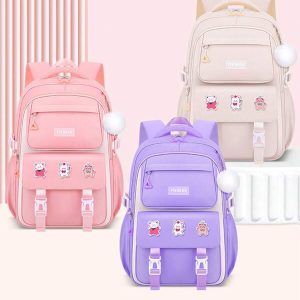 Minimalist Fashion Backpack For Girls. 15.6 Inch Laptop Backpack. Lightweight Large Capacity Outdoor Travel Bag And Student School Bag. Comes With Three Random Badges And Plush Decoration Balls. Suitable For Teenage Girls And Students. Pink