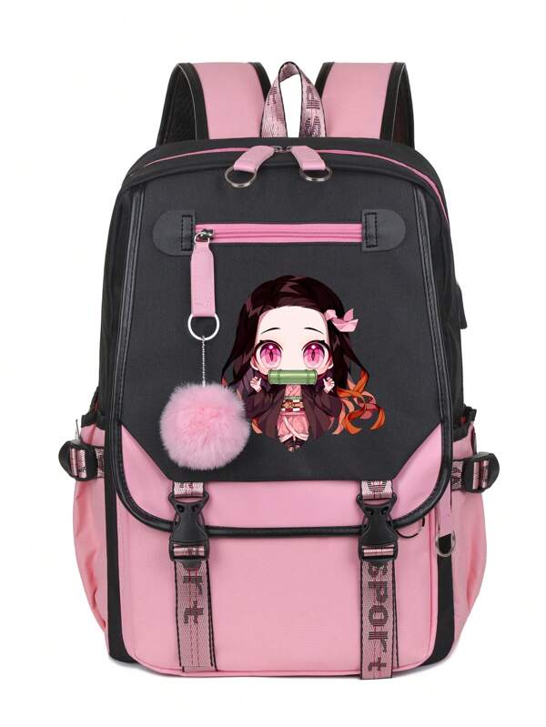 Multi-Functional Korean Style Backpack For Students And Travelers,Large Capacity Doodle Printing School Backpack,Unisex,Tready Backpack,Bag For School,Bag School,School Bag,Portable,Laptop Compartment,Large Capacity,Pink,Cute,For Teen Girls Women College Students,College,Middle School,High School,Outdoors,Travel,Outings,Elementary School,Office, Back To School Supplies Watermelon Pink