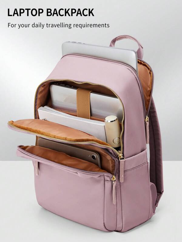 Floless Laptop Backpack For Women Fits 14/15 Inch Laptop, Fashion Waterproof Lightweight Book Bag For Travel Work Business Teacher Nurse Computer Bag With Computer Compartment, Stylish Ladies & Girls Backpacks Purse, Daypack School Backpack For Girls, Mauve Purple