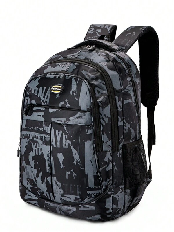 Printed High-Capacity Men's Backpack, Student Backpack, Multifunctional Computer Leopard Men's Fashionable Travel Bag School Backpack Back To School Students Commute Book Bag School Bag For Books Halloween Gifts For Men Fall Christmas Scream Bag For Men Backpack Winter Christmas Gifts Black