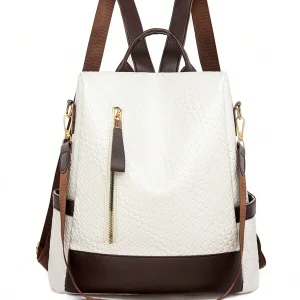 LECEY Minimalist Fashionable Anti-Theft College Style Women's Backpack White