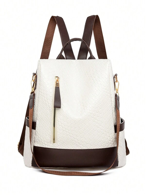 LECEY Minimalist Fashionable Anti-Theft College Style Women's Backpack White