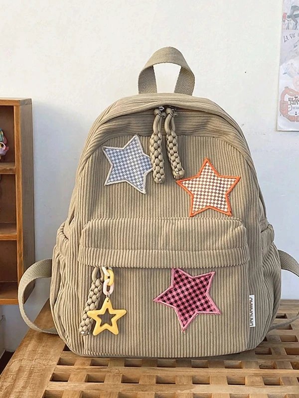 In 2024, The New Fashion Classic, Joker Personality, Contrasting Stars, Decorative Design, Large-Capacity Fashion Backpack Is Suitable For Students To Travel In School.Trendy Star Print Women BagSchool Backpack,School Bag,School Bookbag,Big Backpack,Backpack School,Back To School BagsPortable,Lightweight,Luggage Strap Design, Suitable For Teen Girls Women College Students, Perfect For Back To School,College,Middle School, High School,First Day Of School Khaki