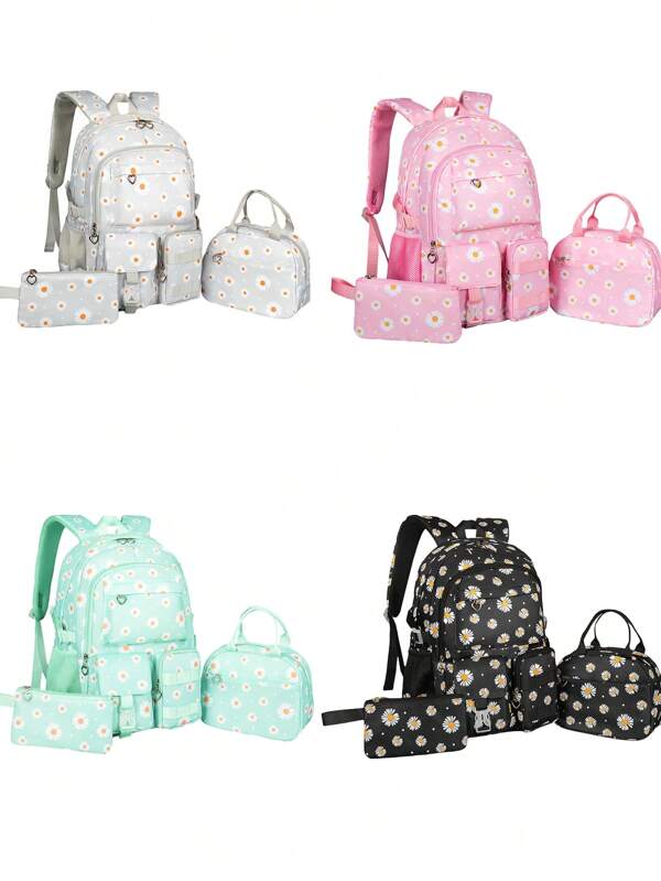 3pcs Girls' Backpack Set Includes School Backpack, Lunch Box, And Pencil Case, For Teenage Girls And Primary School Students A