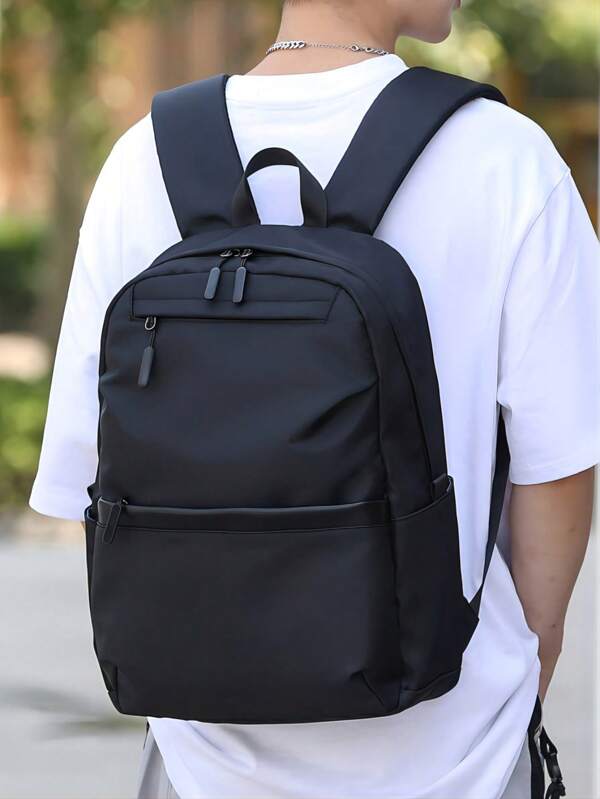 Men Zipper Front Casual School Bag School Bags Schoolbag School Backpack For School Daypack Laptop Bag Computer Bag Bookbag Rucksack Shoulder Bag Travel Bag Sport Bag College Bag School Supplies S For Men Fall Christmas Scream Bag For Men Backpack Winter Christmas Gifts Black