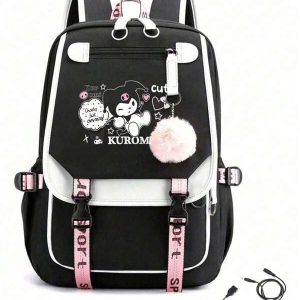 Sanrio 3D  Printed  Schoolbaglarge-Capacity Casual Lightweight Bag For Elementary And Middle School Studentsbackpack For Third To Sixth Grade Elementary School Students Black