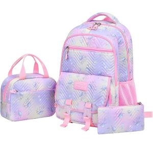 3-Piece Girls Backpack Set, Jellyfish Print, 15.6" Laptop Bag, School Backpack, Lunch Bag And Pencil Case, Spacious And Durable Bag For Teen Girls, School And Travel (Print Varies) Three Piece Set